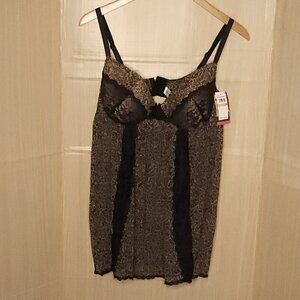 Olga Womens New Plus Brown Black Leopard Print Babydoll Nightie 2X